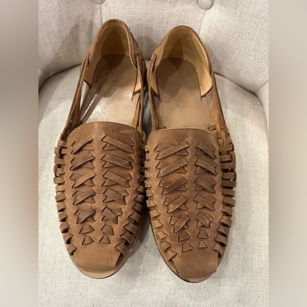 Nisolo Men’s 12 Huarache Sandals Slip-On Comfort Woven Leather Slides Brown EEUC